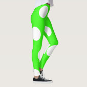 Neon Green White Large Polka Dots Leggings (Rechts)