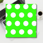 Neon Green White Large Polka Dots Notizblock