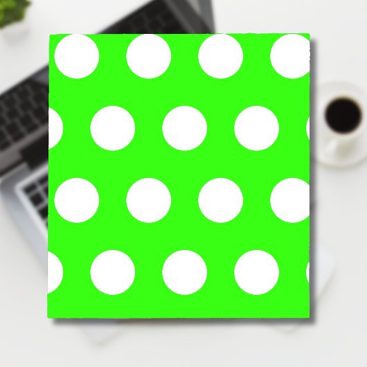 Neon Green White Large Polka Dots Notizblock