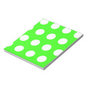 Neon Green White Large Polka Dots Notizblock (Rotiert)