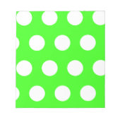 Neon Green White Large Polka Dots Notizblock (Vorderseite)