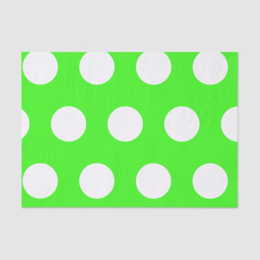 Neon Green White Large Polka Dots Seidenpapier (Vorderseite)