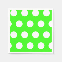 Neon Green White Large Polka Dots Serviette