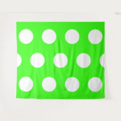 Neon Green White Large Polka Dots Wandteppich (Vorderseite (Horizontal))