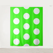 Neon Green White Large Polka Dots Wandteppich (Vorderseite)