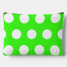 Neon Green White Large Polka Dots Zubehörtasche
