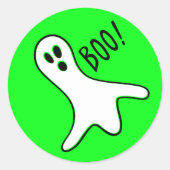 Neon Green White Spooky Ghost Kids Halloween-Party Runder Aufkleber (Vorderseite)