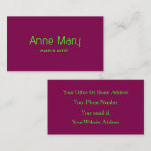 Neon Green Wine Red Pink Makeup Artist Salon Giron Visitenkarte (Vorne/Hinten)