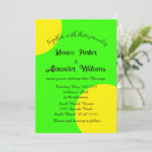 Neon Green Yellow Bold Modern Retro Wedding Einladung (Stehend Vorderseite)