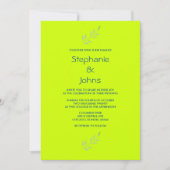 Neon Green Yellow Bright Blätter Hochzeit Einladung (Vorderseite)