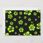 Neon Green Yellow Hibiskus Blumenschwarz Einladung (Rückseite)