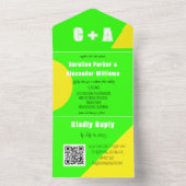 Neon Green Yellow Retro Modernes, feines Elegant All In One Einladung (Innen Boden)