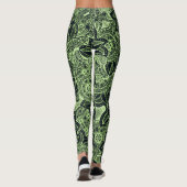 Neon Green Yoga Zen Floral Paisley Mandala Pattern Leggings (Rückseite)