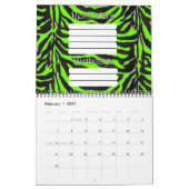 Neon Green Zebra Skin Texture Background Kalender (Feb 2027)