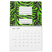 Neon Green Zebra Skin Texture Background Kalender (Mär 2027)