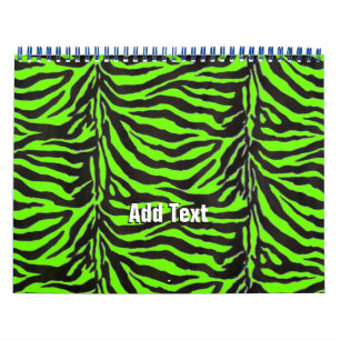 Neon Green Zebra Skin Texture Background Kalender