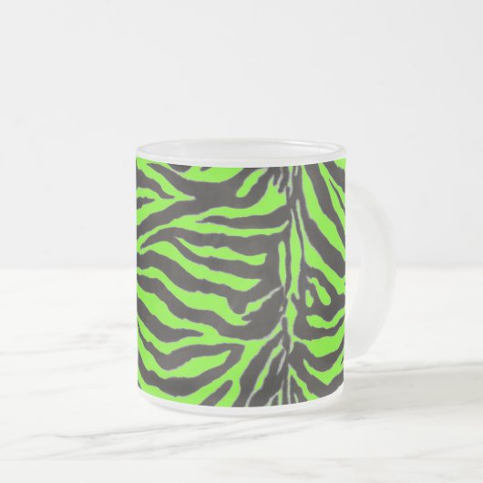 Neon Green Zebra Skin Texture Background Mattglastasse (VorderseiteRechts)