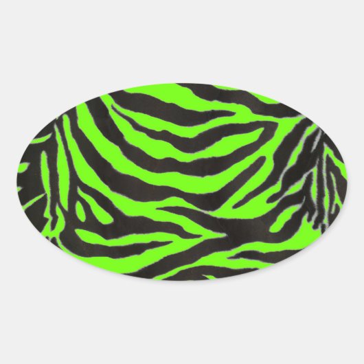 Neon Green Zebra Skin Texture Background Ovaler Aufkleber (Vorderseite)