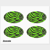 Neon Green Zebra Skin Texture Background Ovaler Aufkleber (Blatt)