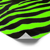 Neon Green Zebra Skin Texture Background Poster (Ecke)