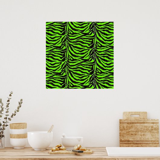 Neon Green Zebra Skin Texture Background Poster (Küche)