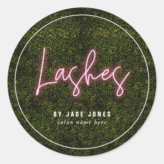 Neon Greenery Lash Artist Business Cosmetologin Runder Aufkleber (Vorderseite)