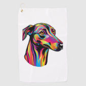 Neon Greyhound Golfhandtuch (Vorderseite)