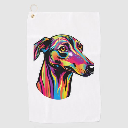 Neon Greyhound Golfhandtuch (Vorderseite)