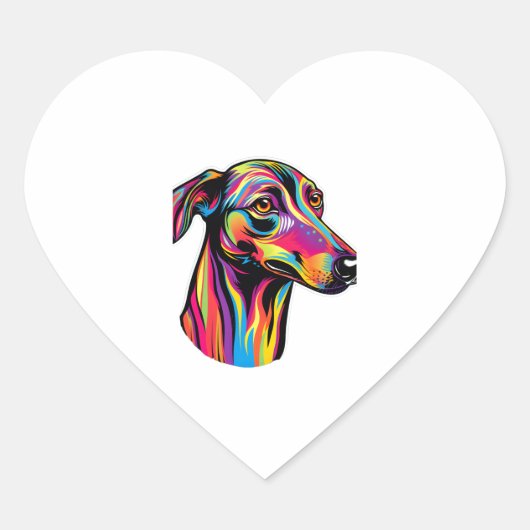 Neon Greyhound Herz-Aufkleber (Vorderseite)
