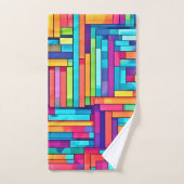 Neon Grid - Abstraktes Mosaik Badhandtuch Set (Handtuch)