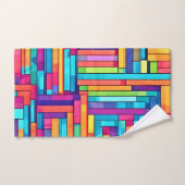 Neon Grid - Abstraktes Mosaik Badhandtuch Set (Handtuch)