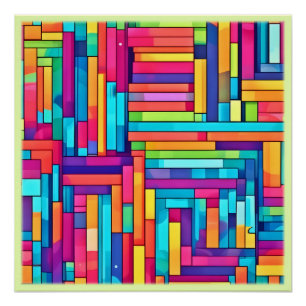 Neon Grid - Abstraktes Mosaik Poster