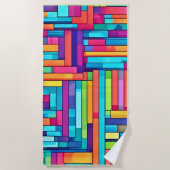 Neon Grid - Abstraktes Mosaik Strandtuch (Vorderseite)