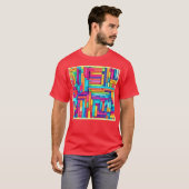 Neon Grid - Abstraktes Mosaik T-Shirt (Vorne ganz)
