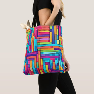 Neon Grid - Abstraktes Mosaik Tasche