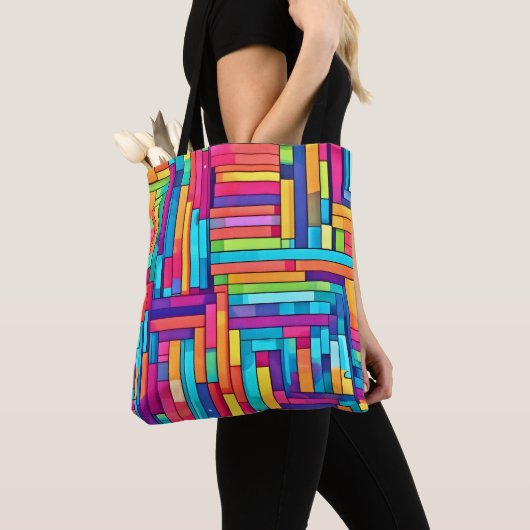 Neon Grid - Abstraktes Mosaik Tasche (Von Nahem)