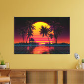 Neon Grid Palm Sunset Leinwanddruck (Insitu (Wohnzimmer))
