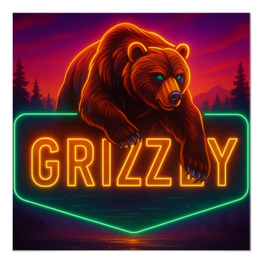 Neon Grizzly Poster (Vorderseite)