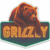 Neon Grizzly Sticker (Vorderseite)