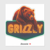 Neon Grizzly Sticker (Blatt)