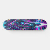 "Neon Groove: Cyber DJ Skateboard (Horizontal)