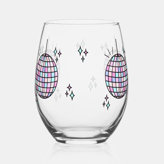 Neon Groovy Disco Weinglas Ohne Stiel (Vorderseite)