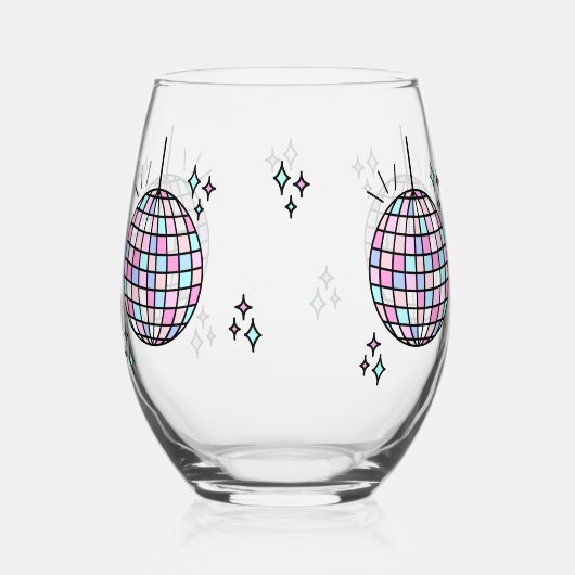 Neon Groovy Disco Weinglas Ohne Stiel (Rückseite)