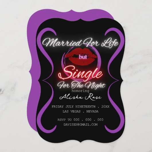 Neon Groovy Junggeselinnen-Abschied Einladung (Vorne/Hinten)