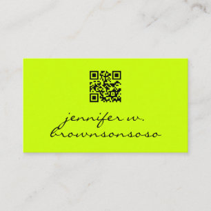 Neon-grün einfacher QR-Code Visitenkarte