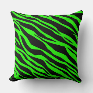 Neon Grün Gestreift wie ein Zebra Kissen