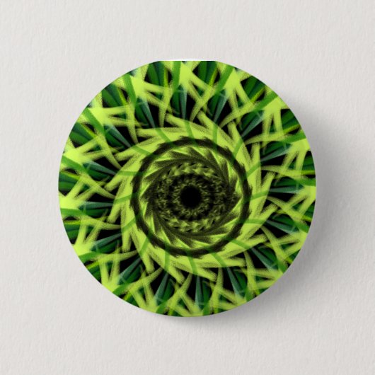 Neon Grün Hypnotischer Vortex Abstrakte Geometrisc Button (Vorderseite)