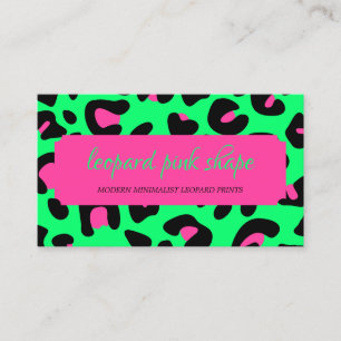 Neon Grün Pink Leopard Visitenkarte