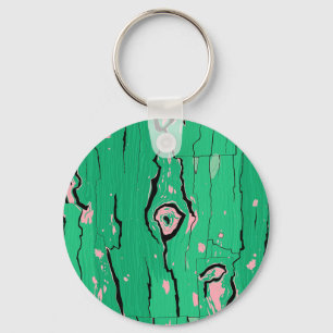 Neon-Grün Pop-Art Holzmaserung abstraktes Baumrind Schlüsselanhänger