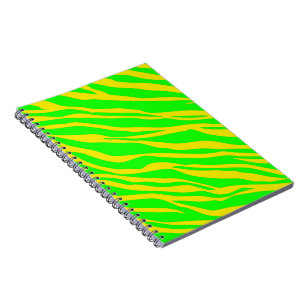 Neon Grün und Gelb Zebra gestreift Notizblock